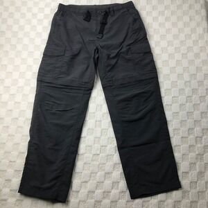Eddie Bauer Convertible Pants Mens Large x 32ins Gray Belted Cargo Pocket Hiking